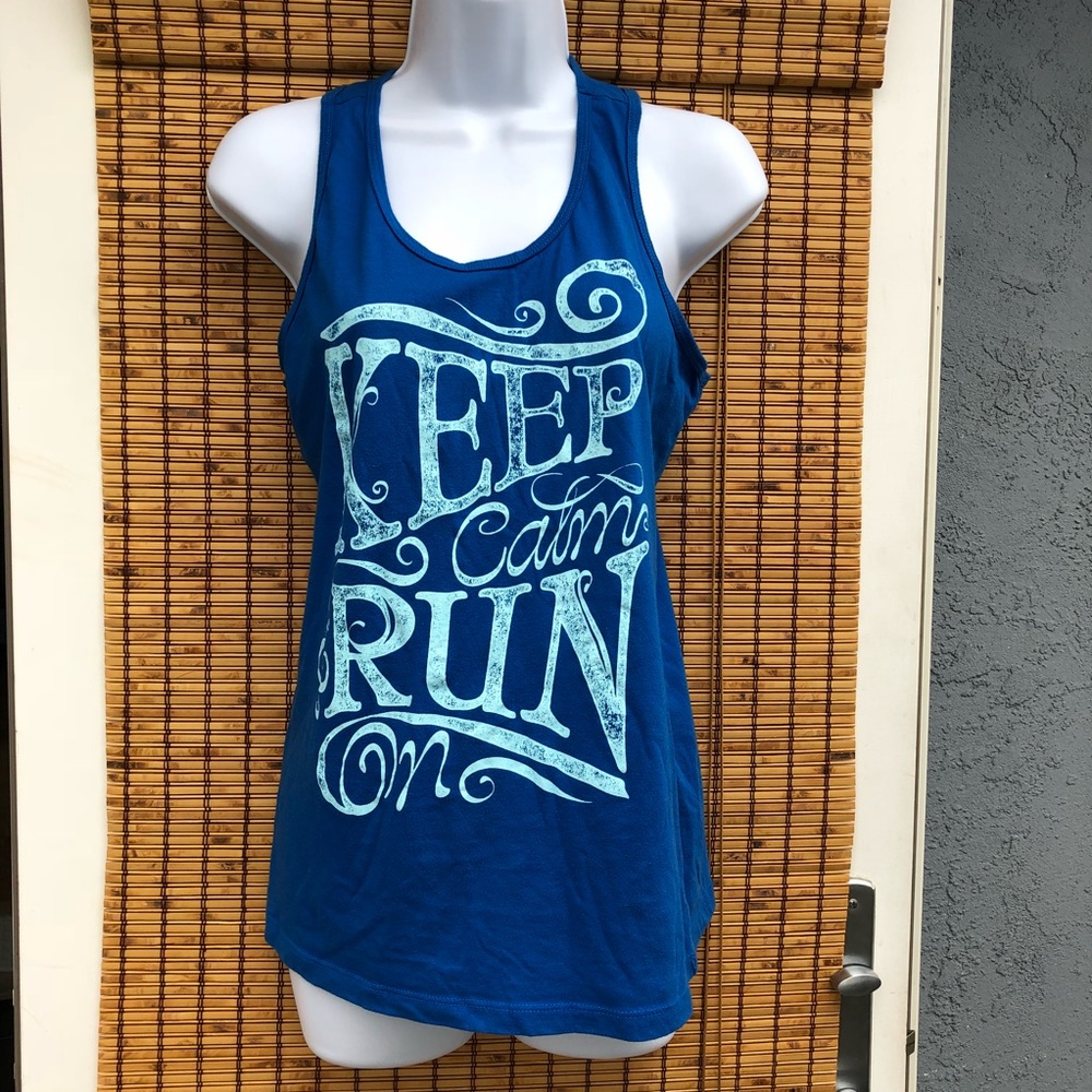 “Keep Calm & Run On” racerback tank